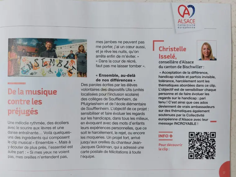 Aperçu de l’article « De la musique contre les préjugés » (Collectivité européenne d’Alsace)