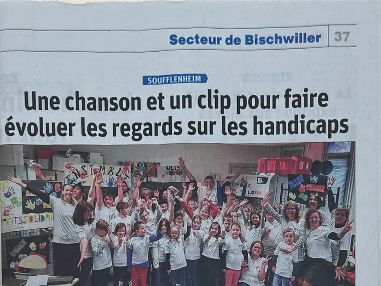 Aperçu de l’article « Une chanson et un clip pour faire évoluer les regards sur les handicaps » (DNA)