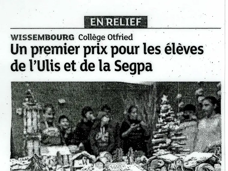 Aperçu de l’article « Un premier prix pour les élèves de l’Ulis et de la Segpa » (DNA)
