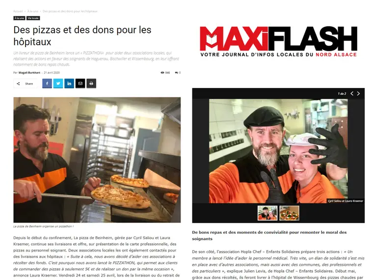 Aperçu de l’article « Des pizzas et des dons pour les hôpitaux » (Maxi Flash)