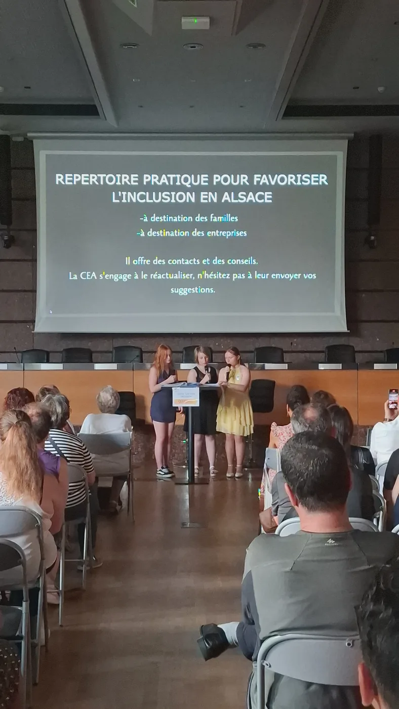 Le répertoire pratique pour l’inclusion projeté lors de la soirée de restitution.
